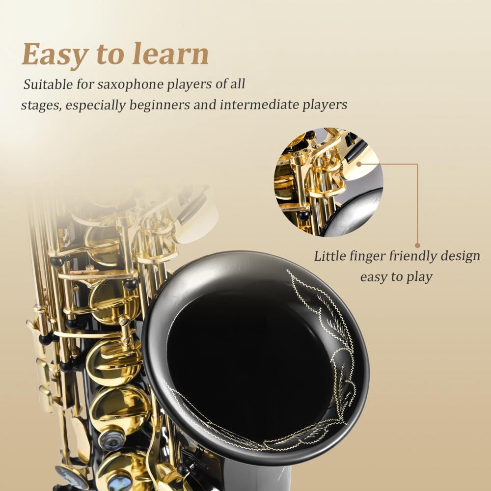 WZTO Alto Saxophone E Flat Golden Alto Saxophone Professional Sound Saxophone Instrument with Case Leather Pads Adjustable Strap for Beginners popular