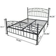 thumbnail image 4 of Queen Size Metal Bed Frame with Hollow Pattern Headboard and Footboard, Heavy Duty Mattress Foundation with Large Under-bed Space, Easy Set Up, No Box Spring Needed, Black, 4 of 5