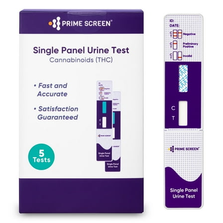 Prime Screen - [5 Pack] - Marijuana Urine Drug Test Kit with 50 ng/mL cut-off level- Medically Approved Urine Drug Screening Test - Detecting Any Form of THC Cannabis Test - WDTH-114