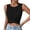 #0178-Black, variant on Womens Summer Crop Tank Top Blouse Shirt Round Neck Sleeveless Slim Fit Solid Front Knot Lightweight Soft for Casual Daily