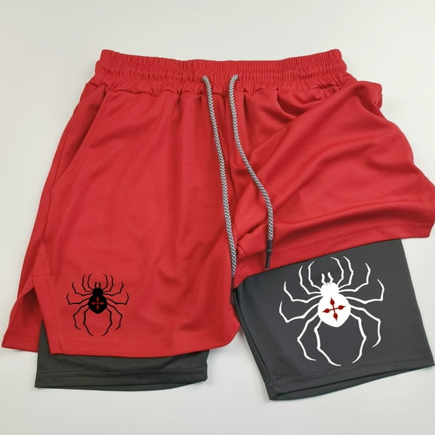 Pantalones cortos de rendimiento Anime Hunter x Hunter para hombre, pantalones cortos transpirables de araña para gimnasio, pantalones cortos deportivos de verano para entrenamiento físico y trotar