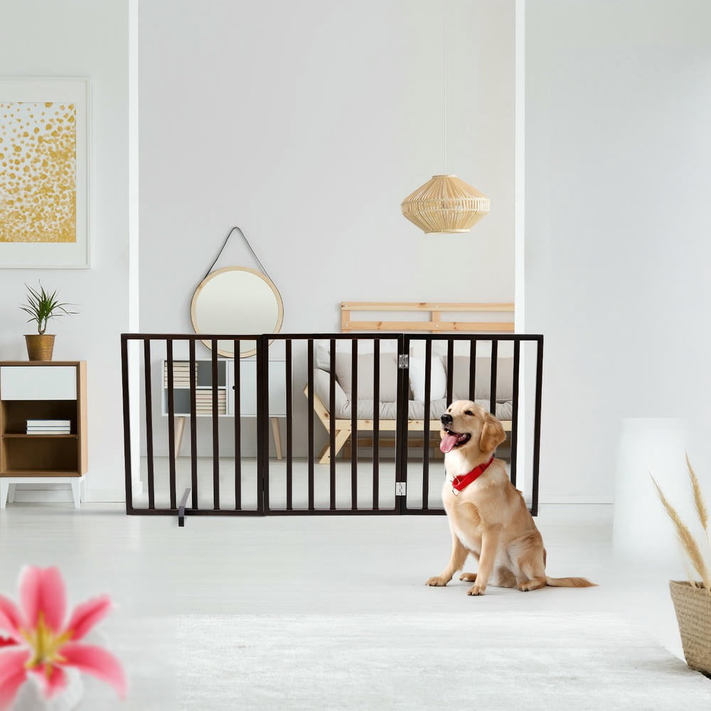 YYAo Dog Gate, Pet Gate Indoor Dog Fences,The Wooden Dog Fence Walnut