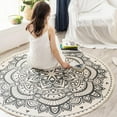 thumbnail image 2 of Vintage Design Rug,Cotton and Linen Circular Floor Mat,Non Slip Rugs for Living Room Bedroom Carpet,Home Decor Office, Round 36" 47" 59" 71",Machine Washable, 2 of 8