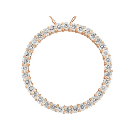 - 2ct Circle Diamond Pendant 14K Rose Gold