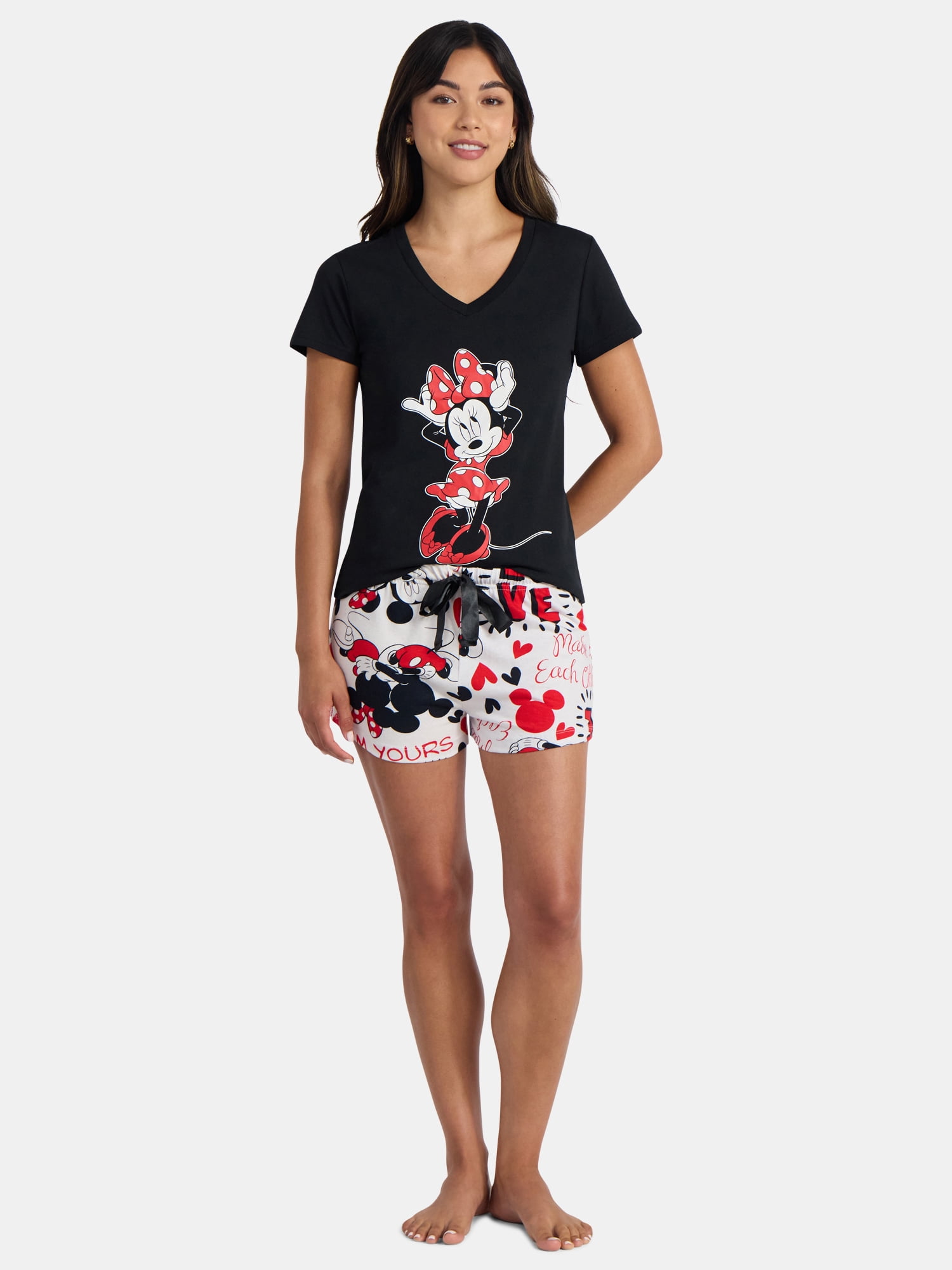 Disney Women's Mickey and Minnie Print Cotton Boxer Sleep Shorts, Sizes S-XXL