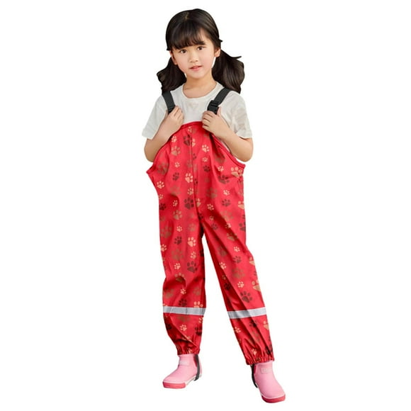 Imperméable Doublé pour Tout-Petits Filles Enfants Imperméable Transparent Garçons Filles Combinaison de Pêche Dessin Animé pour Enfants Pantalons à Bretelles