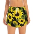 thumbnail image 2 of Balery Sunflowers In Vintage Pantalones cortos deportivos para mujer con forro y dos bolsillos, elásticos, para entrenamiento, gimnasio, yoga-X-Large, 2 of 7