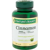 Nature's Bounty Cinnamon 2000mg Plus Chromium, Dietary Supplement Capsules 60 ea (Pack of 2)