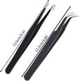 thumbnail image 2 of AIEX 2 Pcs Pinces à Cils en Acier Inoxydable Extensions de Cils Pointes Droites et Courbées (Noir), 2 of 6