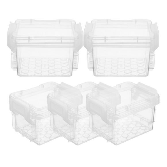 Houderco 5Ud Transparente Caja De Almacenaje Multifuncional Apilable Para Oficina, Manualidades Y Joyería