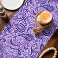 thumbnail image 3 of Vintage Purple Table Runner - 72 Inch Long Retro Botanical Abstract Art Cotton and Linen Blended Dress Scarves Farmhouse Table Runner for Kitchen Dining, Coffee Table, 13" x 72", 3 of 8