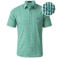 thumbnail image 3 of Lullu Boys Casual Plaid Button Down Shirt Short Sleeve Checkered Shirt, Green, Sizes 3-14, 3 of 3