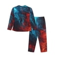 thumbnail image 2 of Rateoe Red And Blue Fire Pattern Womens Pajamas Set Long Sleeve Sleepwear Button Down Nightwear Soft Cotton Pj Lounge Sets, 2 of 9