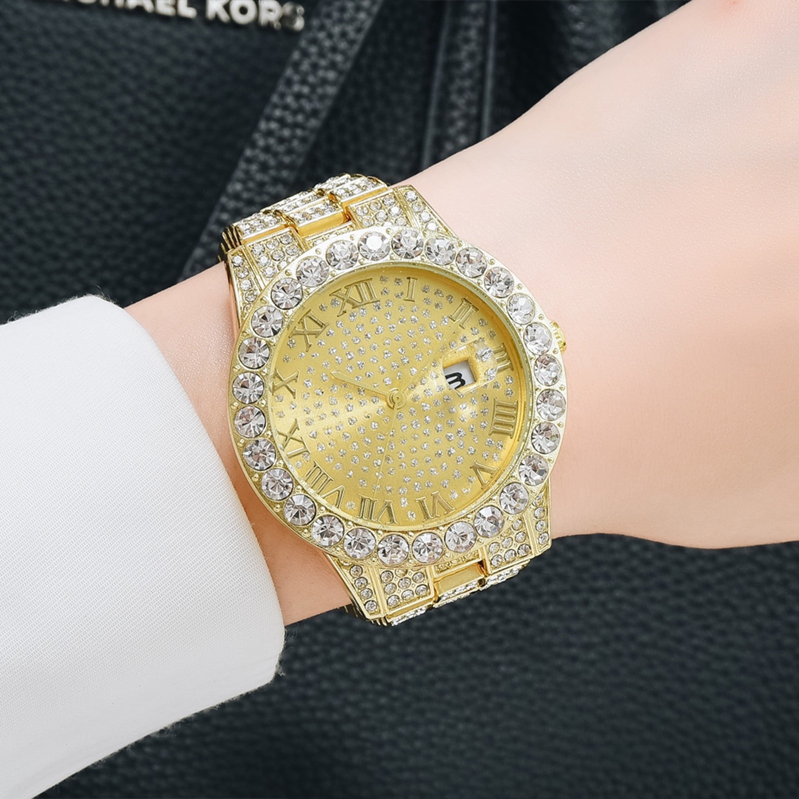 EQWLJWE Luxurious Full Diamond Steel Strip Ms Quartz Analog Watch Diamond Watch Women s Watches Holiday Clearance