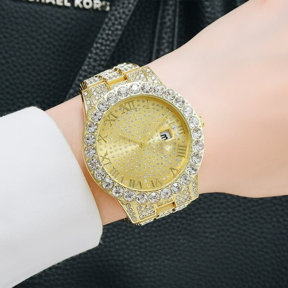 EGNMCR Women's Quartz Watch Luxurious Full Diamond Steel Strip Ms Quartz Analog Watch Diamond Watch interchangeable watch