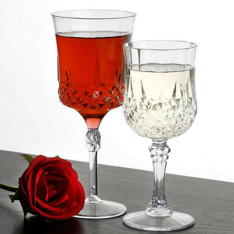 Smarty Had A Party 8 oz. Crystal Cut Plastic Wine Glasses (48 Glasses)