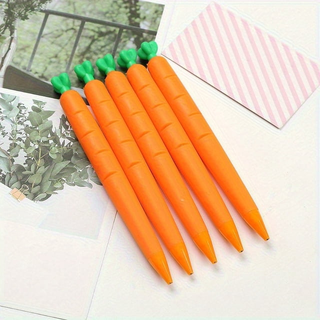 4pcs Carrot Shaped Mechanical Pencils, 0.7mm, Mechanical Pencils, Cartoon Soft Glue Pencils, School Gift, Office Supplies