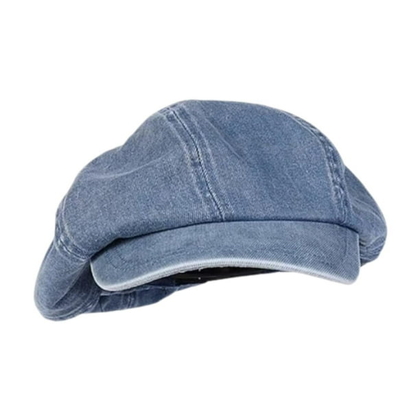 Sombrero de de mezclilla para mujeres 8 paneles sombrero octogonal para caminar Azul claro