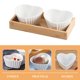 thumbnail image 3 of 1 juego de plato de postre de cerámica con forma de corazón y bandeja de bambú para el hogar, 3 of 7
