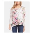 thumbnail image 3 of KAREN KANE Womens Pink Flare Sleeve Floral Scoop Neck Top Size: M, 3 of 4