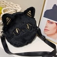 thumbnail image 4 of Bolso Mujer Gato Bandolera Correa Ajustable Hombro Peludo Lindo Sling Negro, 4 of 9