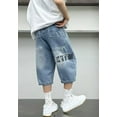 thumbnail image 5 of FYDUU Big Boys Baggy Denim Shorts Boys Jorts Elastic Waist Wide Leg Loose Denim Shorts With Pockets Fashion Casual Kids Jeans Shorts Streetwear 4-5 Years, 5 of 6