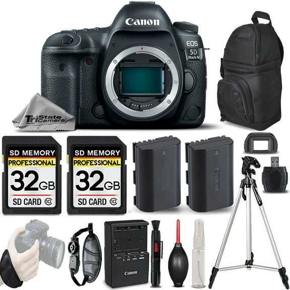 Canon EOS 5D Mark IV GPS WiFi NFC DSLR Camera Body   EXT BAT   Tripod - 64GB Kit