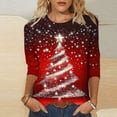 thumbnail image 4 of Mgmyaa Women's Christmas Printed Round Neck 3/4 Sleeve Casual T-Shirt Graphic Tee Top, 4 of 4