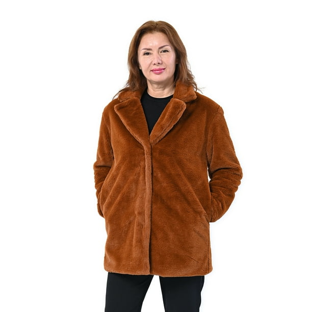 Shop LC Women Passage Tan Faux Fur Solid Color Ultra Soft Quick Drying Coat  -XL Mothers Day Gifts - Walmart.com