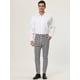 thumbnail image 3 of Pantalones de vestir ajustados con frente plano y bloque de color con estampado geométrico informal para hombre S Blanco Negro, 3 of 6