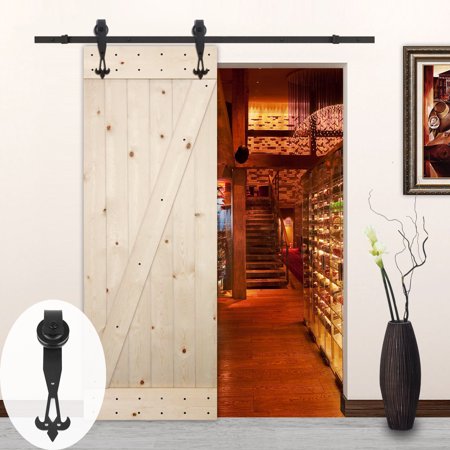 Lubann 30in X 84in Unfinished Z Bar Knotty Pine Barn Door With