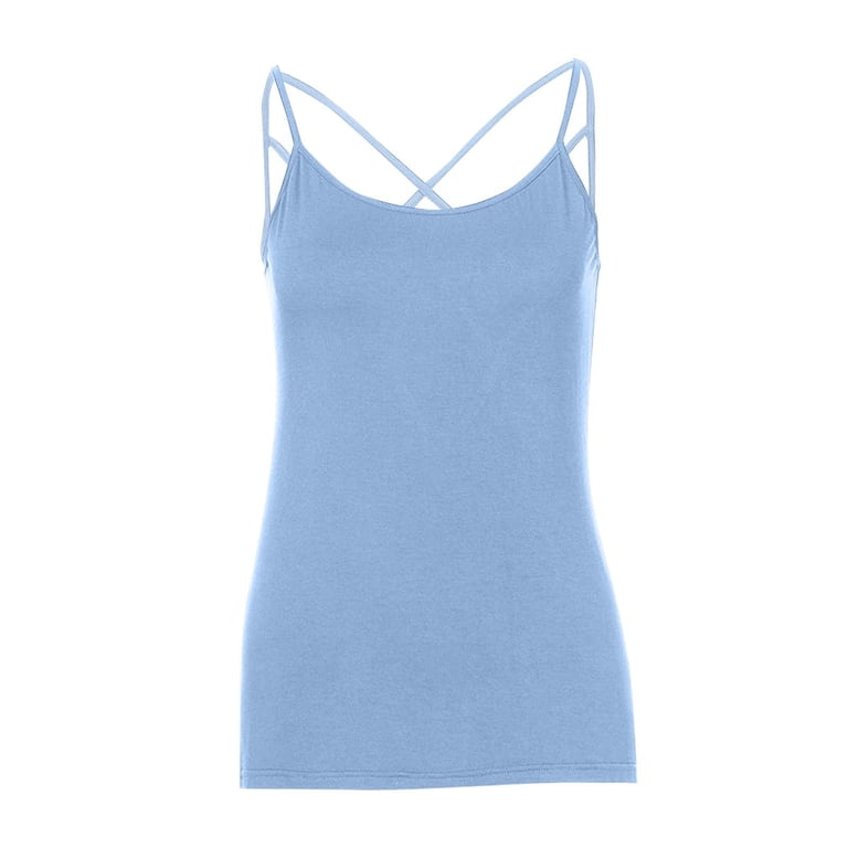 RYRJJ Women's Cute Criss Cross Back Tank Tops Casual Spaghetti