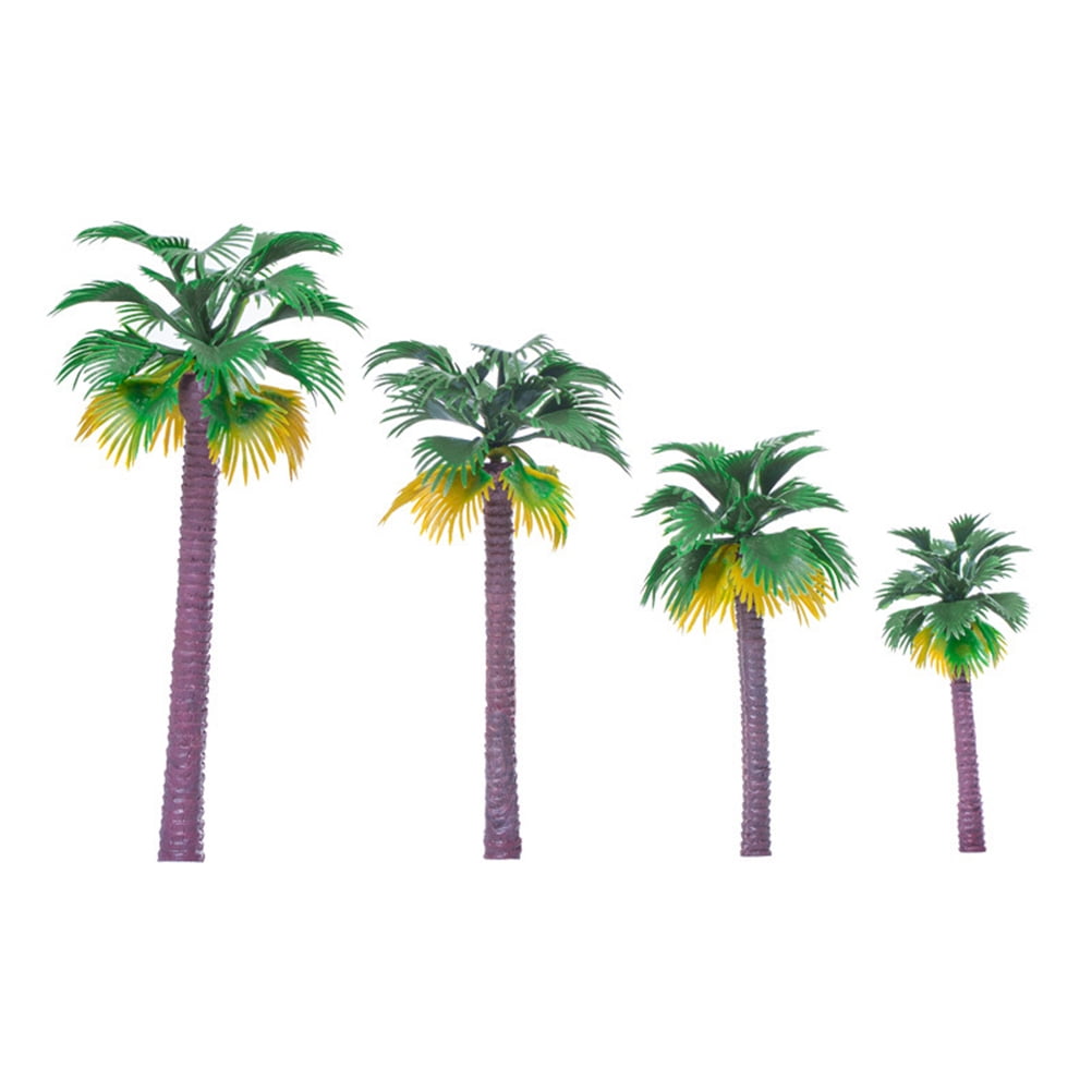 12 Pcs Plastic Mini Palm Tree Coconut Tree Model Layout Props Scenery