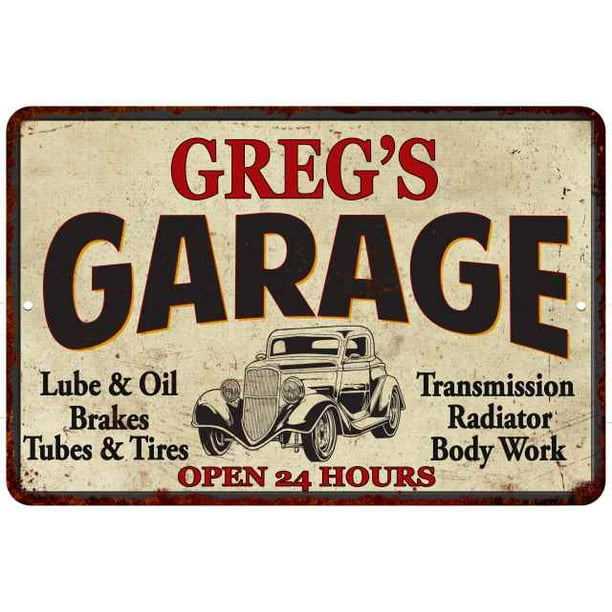 Greg S Garage Personalized Man Cave Metal Sign Decor 12x18 112180014177 Walmart Com Walmart Com