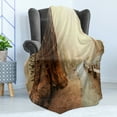 thumbnail image 4 of Landscape Soft Flannel Fleece Throw Blanket, Forest with Serene Giant Tree Body in the Foggy Forest Yosemite Mist Woodland Print, Cozy Plush for Indoor and Outdoor Use, 60" x 80", Brown, by Ambesonne, 4 of 5