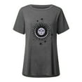 thumbnail image 4 of Mode Femme Décontractée Imprimé Col Rond Ample Manches Courtes T-shirt Haut Blouse Chandail, 4 of 5
