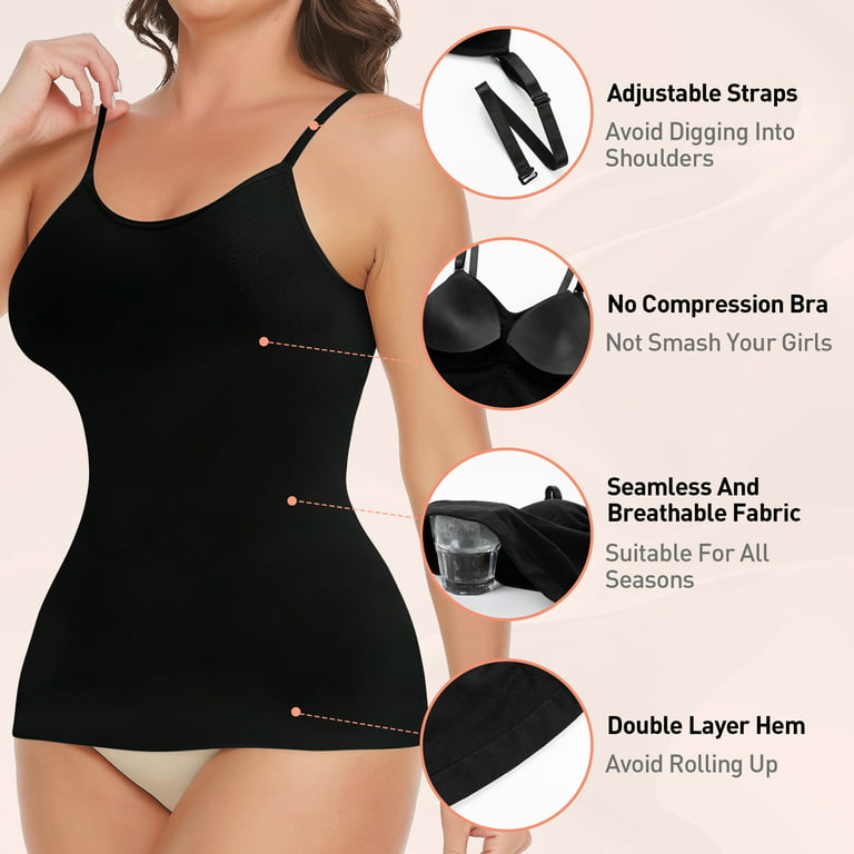 FITVALEN Women's Shapewear Cami Tummy Control Compression Tank Tops  Adjustable Straps Body Shaper Camisoles