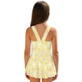 thumbnail image 2 of COEQINE Girls One Piece Tankini Swimsuit with Full Coverage Skirt and Inner Brief, Soft Scoop Neck Swimwear, Secure Fit Comfortable Bathing Suit for 8-9 Years, Floral Cross Yellow, 2 of 8