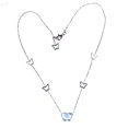 thumbnail image 3 of 18Kt  White Gold Faceted Blue Topaz and open Butterflies  Necklace 14.50 inches with extra ring at 14 inches, 3 of 4