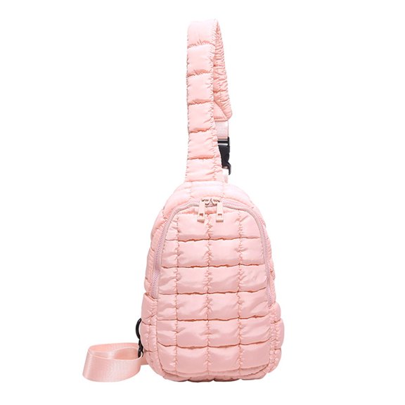 Compact Quilted Puffer Chest Bag with Adjustable Strap Crossbody Purse Backpack for Casual Outings and Outdoor Activity