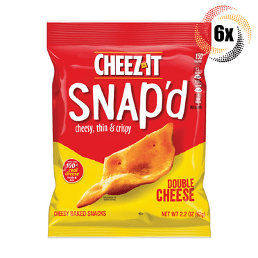 6x Bags Cheez-It Snap'd Double Cheese Cracker Chips Baked Snacks 2.2oz