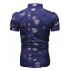 thumbnail image 4 of Camisa de manga corta con estampado de crisantemo ajustada para negocios con botones informales para hombre Pompotops oipoqjl47739, 4 of 9