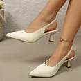thumbnail image 5 of Miluxas Kitten Heels for Women Slingback Pointed Closed Toe Heels Women's Pumps Shoes for Wedding, Party, Commuting Beige 9(42), 5 of 8
