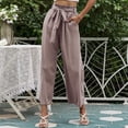 thumbnail image 3 of Eashery Women's Casual Linen Pants Light Baggy Jogger Relaxed Casual Cotton and Linen Women'S Linen Pants (Solid Color,Purple,L), 3 of 5