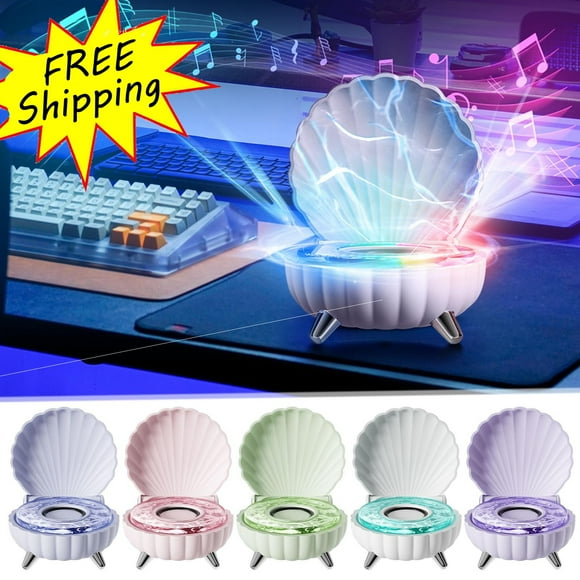 Mini Portable Seashell Bluetooth Speaker, LED Seashell Small Bluetooth Speaker, Bluetooth Connection Stereo, Wireless Bluetooth with Colorful Ambient Light, for Home,Travel,Shower,Car(Purple)