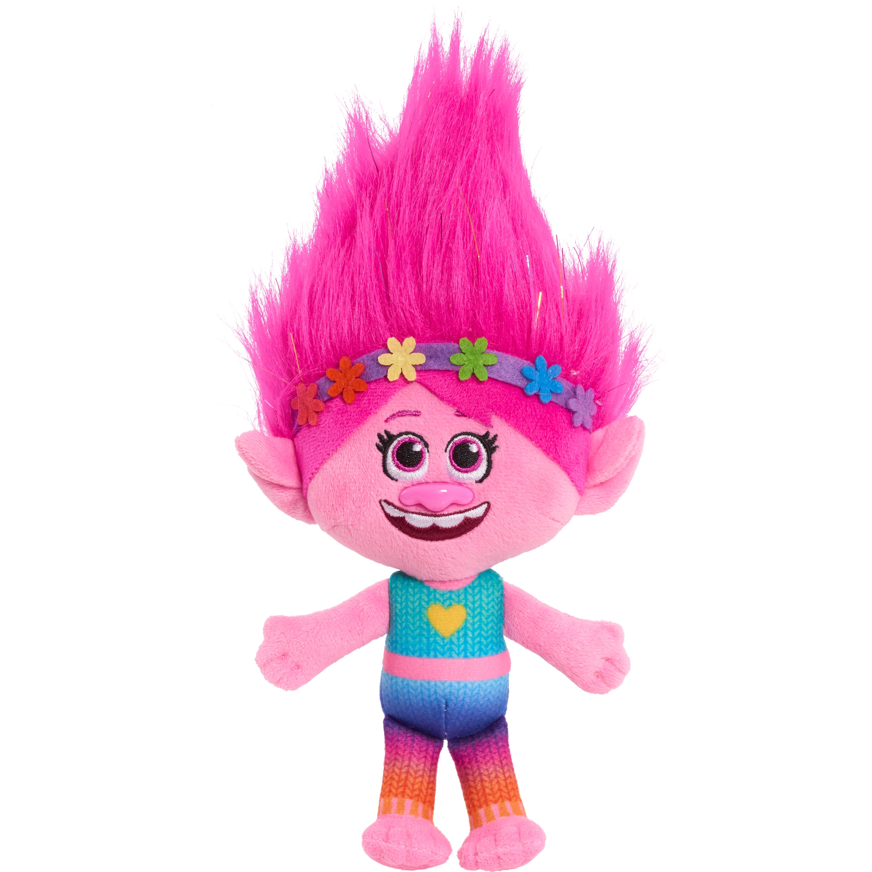 HASBRO TROLLS POPPY WIG PINK WITH BLUE & GREEN FLOWERS NEW IN BOX AGE 3+ 