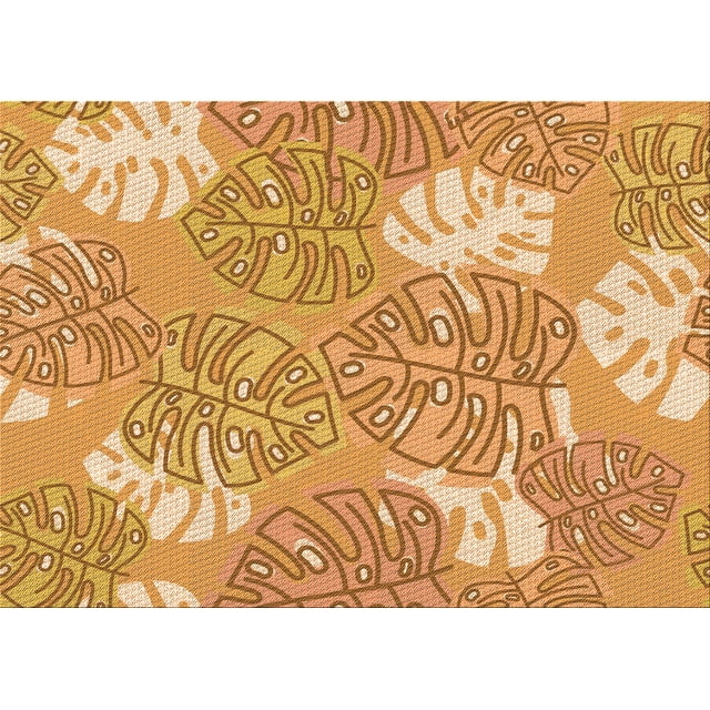 Ahgly Company Indoor Rectangle Patterned Yellow Orange Area Rugs, 5' x 7'