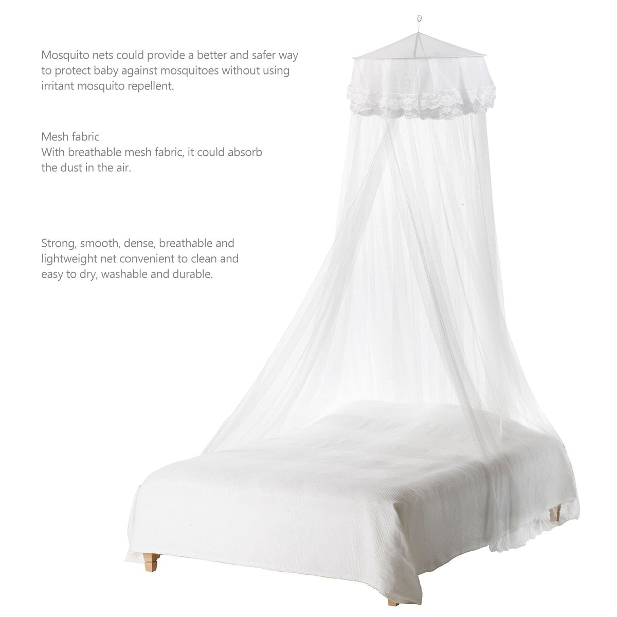 Baby Crib Mosquito Net,Baby Canopy Bed Netting,Baby Toddler Bed Crib Dome Canopy Curtain Netting See Through Mesh Bed Cover