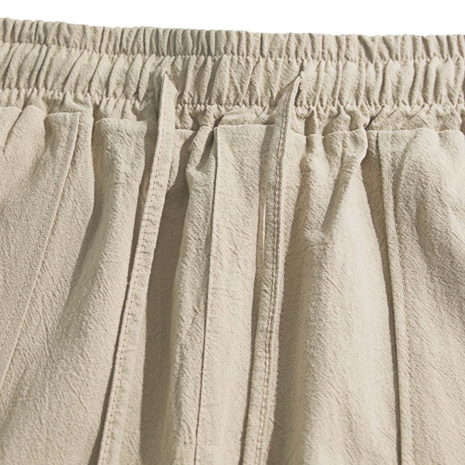 Jerdar Men's Cotton Linen Pants Elastic Waist Drawstring Casual Trouser Lightweight Straight-Legs Loose Beach Yoga Pants L
