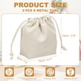 thumbnail image 2 of Uxcell 2 Pcs Bolsa de Maquillaje con Cordón, Bolsa Cosmética de Lona de 4.7" para Mujeres, Organizador de Artículos de Tocador para Viajes, Accesorios de Tocador, Blanca, 2 of 7